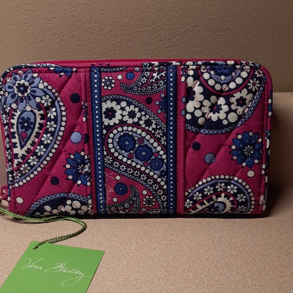 Vera Bradley Handbags - Vera Bradley Pink and Blue Paisley Wallet BOYSENBERRY